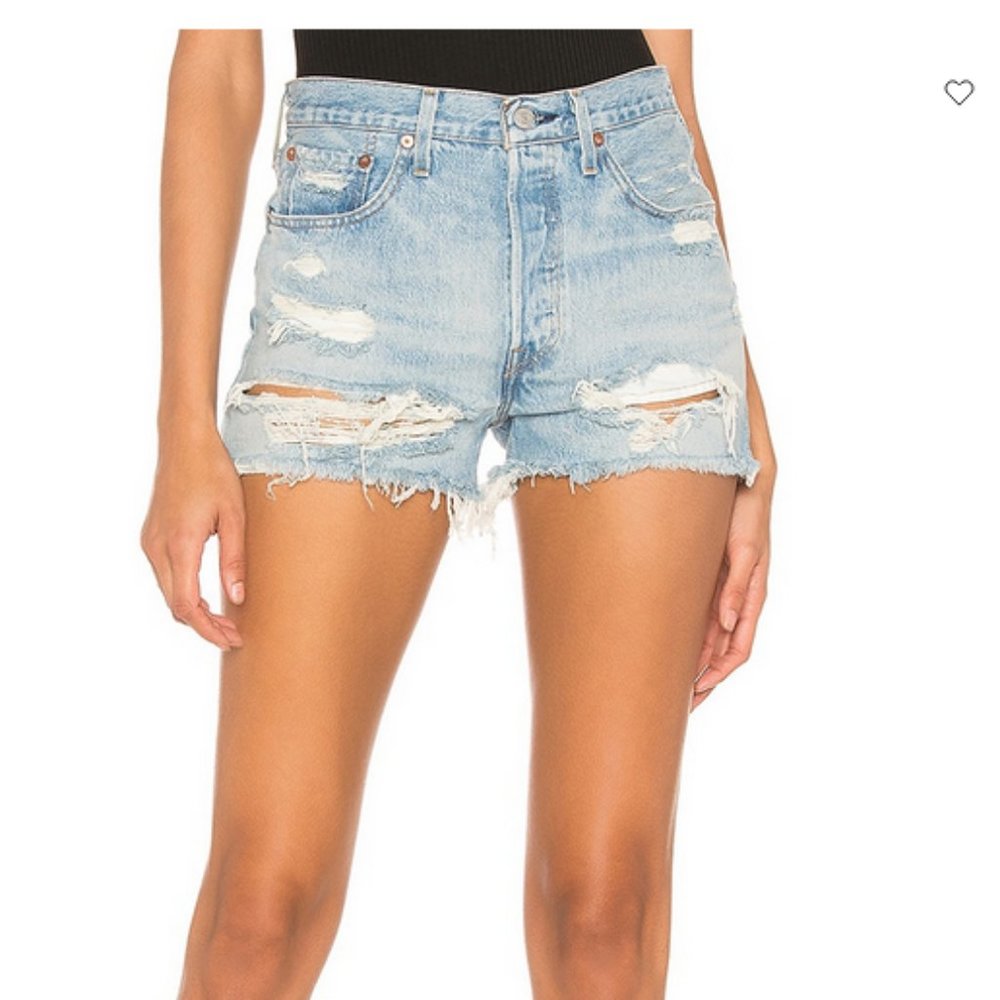 Levi’s 501 Light Distressed Denim Cutoff Jean Shorts Size 28